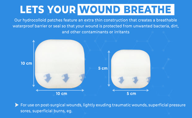 Hydrocolloid Wound Dressings - Thin 5 pieces Pack - The Ultimate Solution for Wounds, Bed Sore and Pressure Ulcer Care