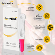 Laboquick 2 Test Pack Early Detection Pregnancy Test 10miu  - easy at home pregnancy test & cheap pregnancy test for a 6 Days Early Pregnancy Test.