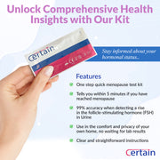 Certain Menopause Test Kit For Women (1 Test Pack) - FSH Test - Female Fertility Test