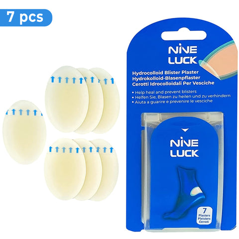 7pcs Nine Luck Hydrocolloid Patches – Heel Blister Plasters for Feet – Invisible Plasters for Foot Treatment – Instant Relief Waterproof – Discreet Design
