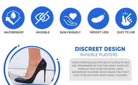 7pcs Nine Luck Hydrocolloid Patches – Heel Blister Plasters for Feet – Invisible Plasters for Foot Treatment – Instant Relief Waterproof – Discreet Design