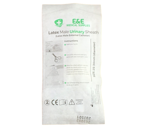 Latex Male External Catheters - URINARY SHEATHS - CONDOM CATHETERS - Various sizes