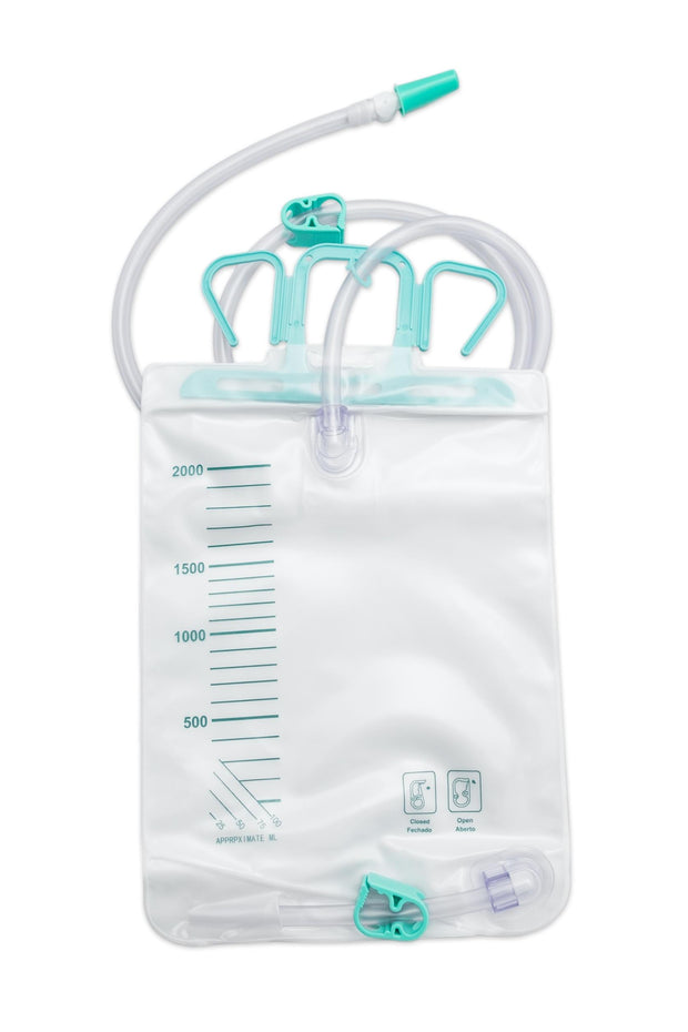 NINE LUCK 2000ml Urinary Catheter Bag Integrated Hanger with Robert Clip Drainage - LUX -