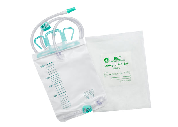 NINE LUCK 2000ml Urinary Catheter Bag Integrated Hanger with Robert Clip Drainage - LUX -