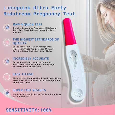 LABOQUICK- Ultra Early 10mIU Pregnancy Midstream Tests kit pack - USE AT HOME